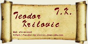 Teodor Krilović vizit kartica